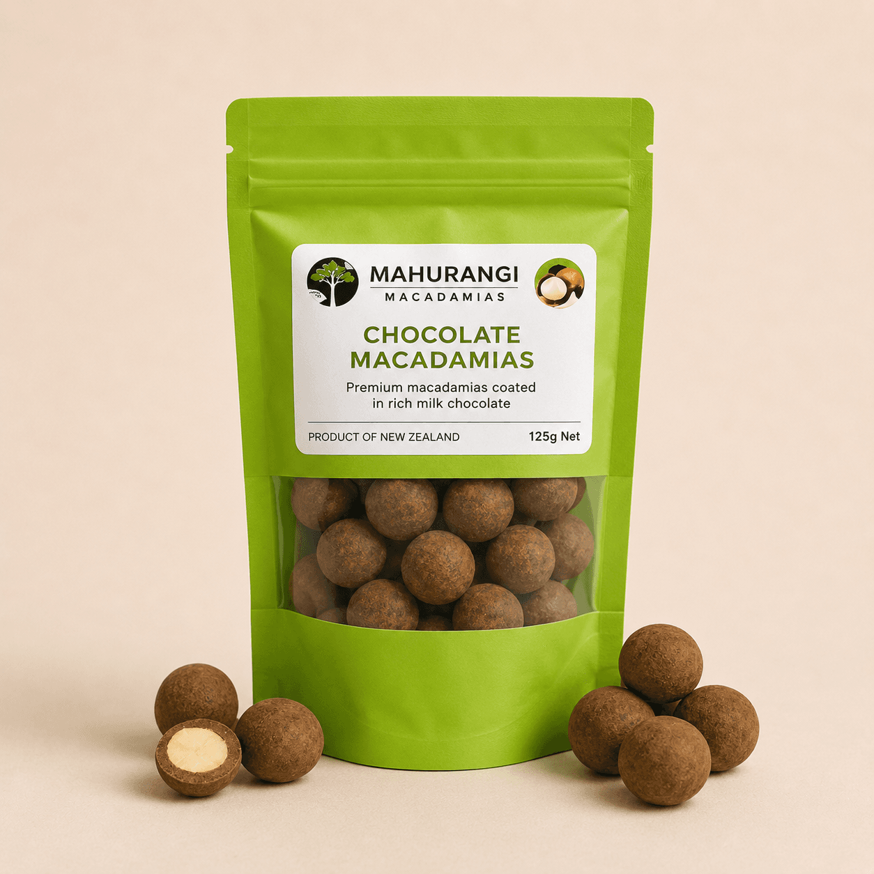 Chocolate coated macadamia nuts