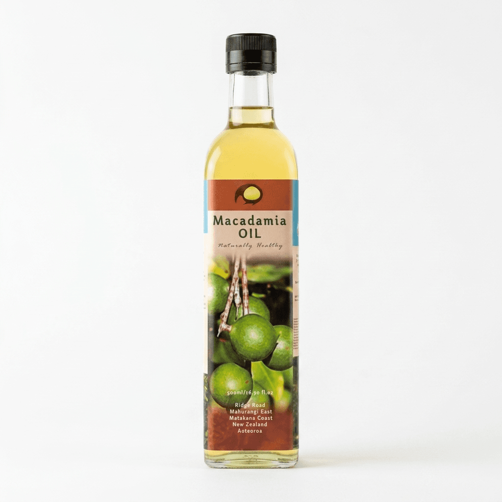 Bottle of macadamia oil